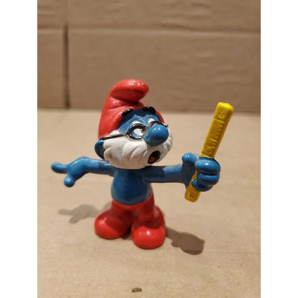 Smurfs Papa Smurf Vintage  Rare Toy Figurine 1981 Schleich Schlumpf Lehrer Peyo